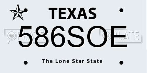 586SOE Texas License Plate