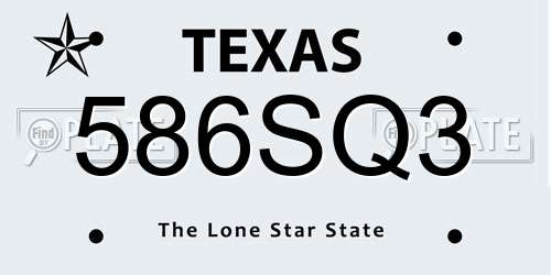 586SQ3 Texas License Plate