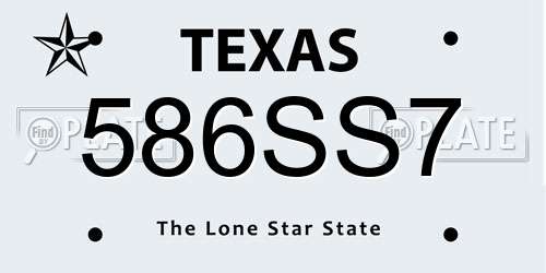 586SS7 Texas License Plate