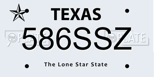 586SSZ Texas License Plate