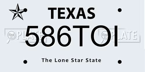 586TOI Texas License Plate