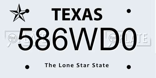 586WD0 Texas License Plate