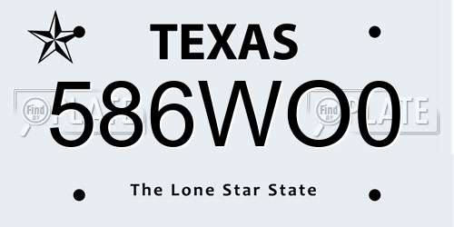 586WO0 Texas License Plate