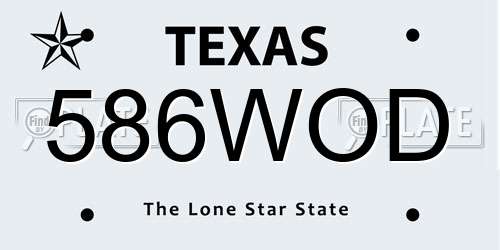 586WOD Texas License Plate