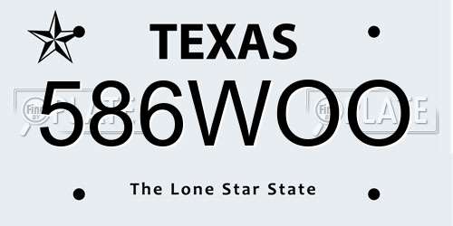586WOO Texas License Plate