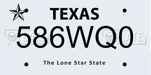 586WQ0 Texas License Plate