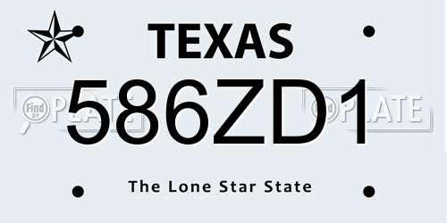 586ZD1 Texas License Plate