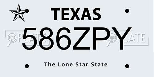 586ZPY Texas License Plate