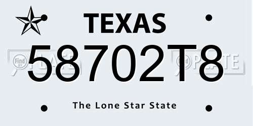 58702T8 Texas License Plate