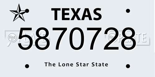 5870728 Texas License Plate