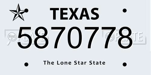 5870778 Texas License Plate