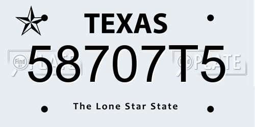 58707T5 Texas License Plate