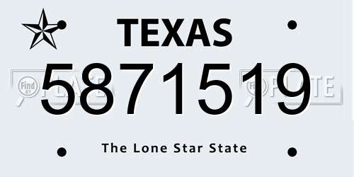 5871519 Texas License Plate