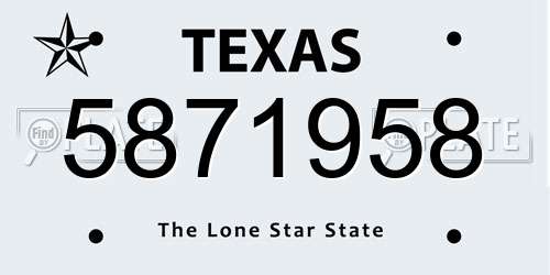 5871958 Texas License Plate