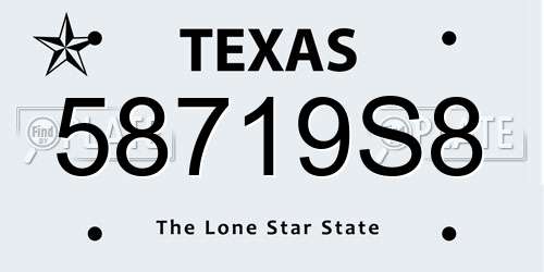 58719S8 Texas License Plate