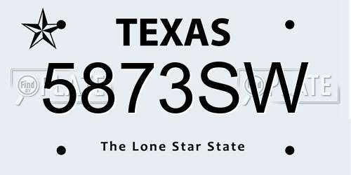 5873SW Texas License Plate