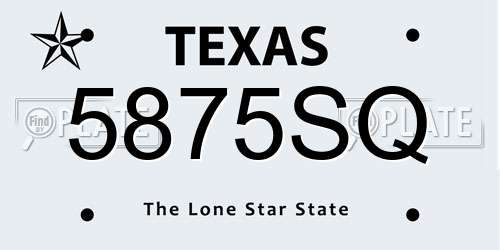 5875SQ Texas License Plate
