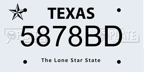 5878BD Texas License Plate