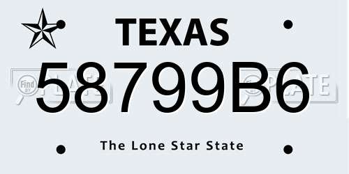 58799B6 Texas License Plate