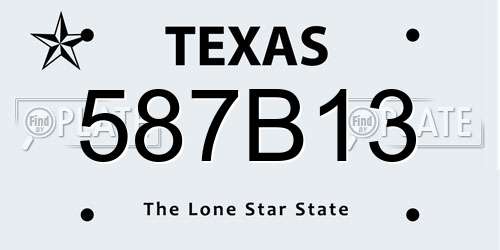 587B13 Texas License Plate