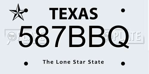 587BBQ Texas License Plate
