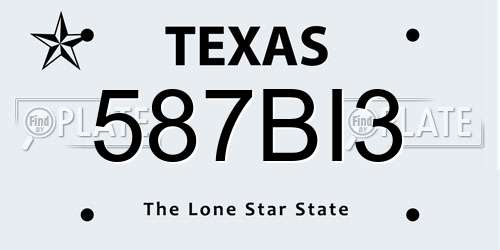 587BI3 Texas License Plate
