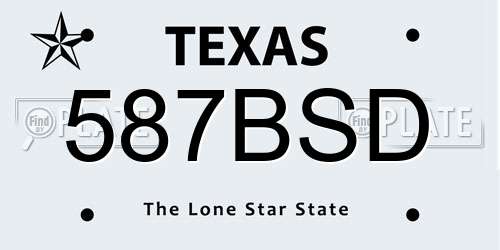 587BSD Texas License Plate
