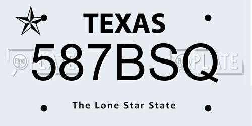 587BSQ Texas License Plate