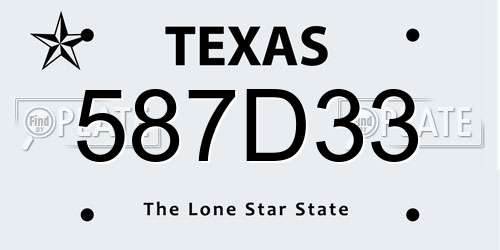 587D33 Texas License Plate