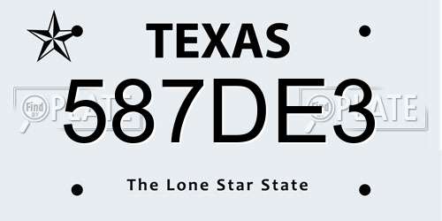 587DE3 Texas License Plate