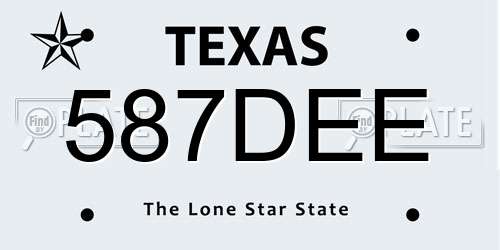587DEE Texas License Plate