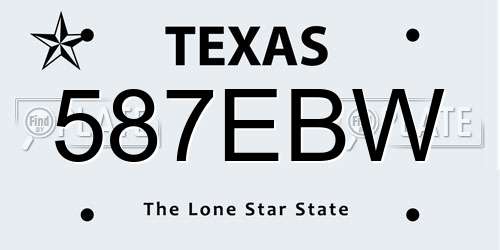 587EBW Texas License Plate