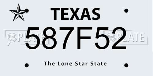 587F52 Texas License Plate