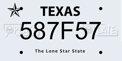 587F57 Texas License Plate