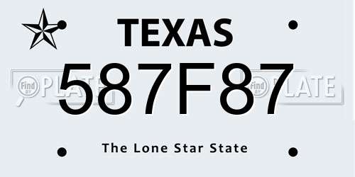587F87 Texas License Plate