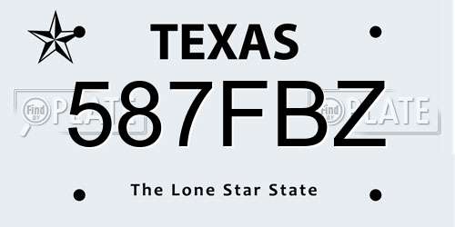 587FBZ Texas License Plate