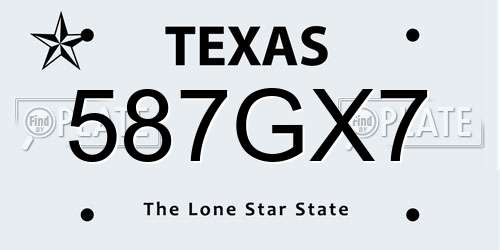 587GX7 Texas License Plate