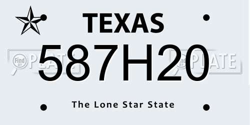 587H20 Texas License Plate