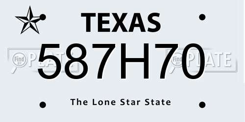 587H70 Texas License Plate