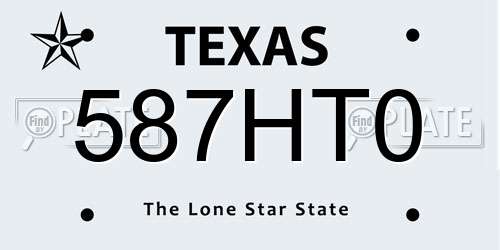 587HT0 Texas License Plate