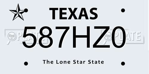 587HZ0 Texas License Plate