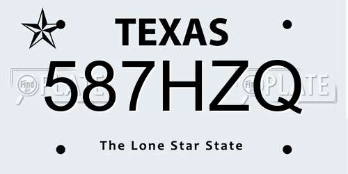 587HZQ Texas License Plate