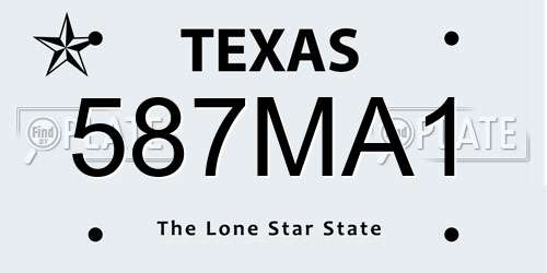 587MA1 Texas License Plate