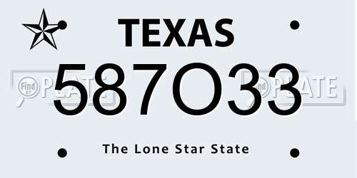 587O33 Texas License Plate