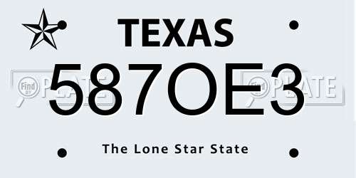 587OE3 Texas License Plate