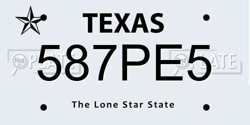 587PE5 Texas License Plate