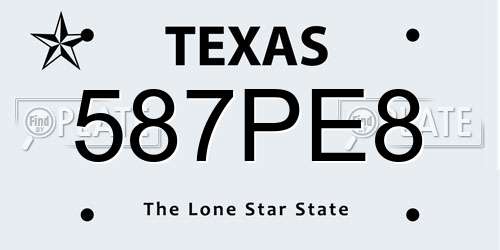 587PE8 Texas License Plate