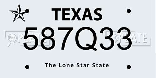 587Q33 Texas License Plate