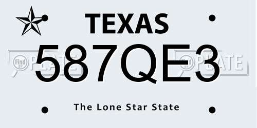 587QE3 Texas License Plate