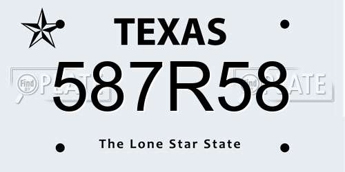 587R58 Texas License Plate
